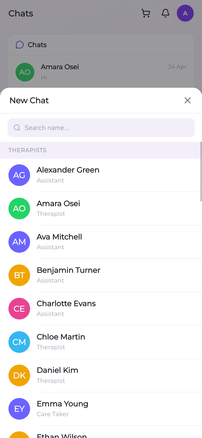 Secure chat with the care team in the parent app